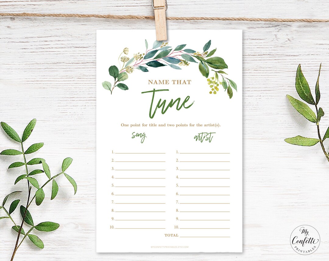 Name That Tune Game, Printable Name That Tune Baby Shower Game, Rustic ...