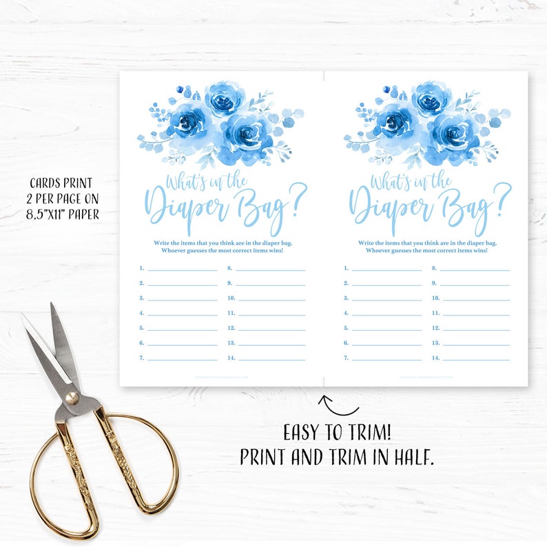 Printable What's in the Diaper Bag Game Baby Shower Game Etsy