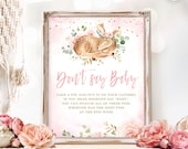 Don't Say Baby Game, Printable Baby Shower Don't Say Baby Game Sign, Girl Baby Shower, Deer, Pink, MCP838