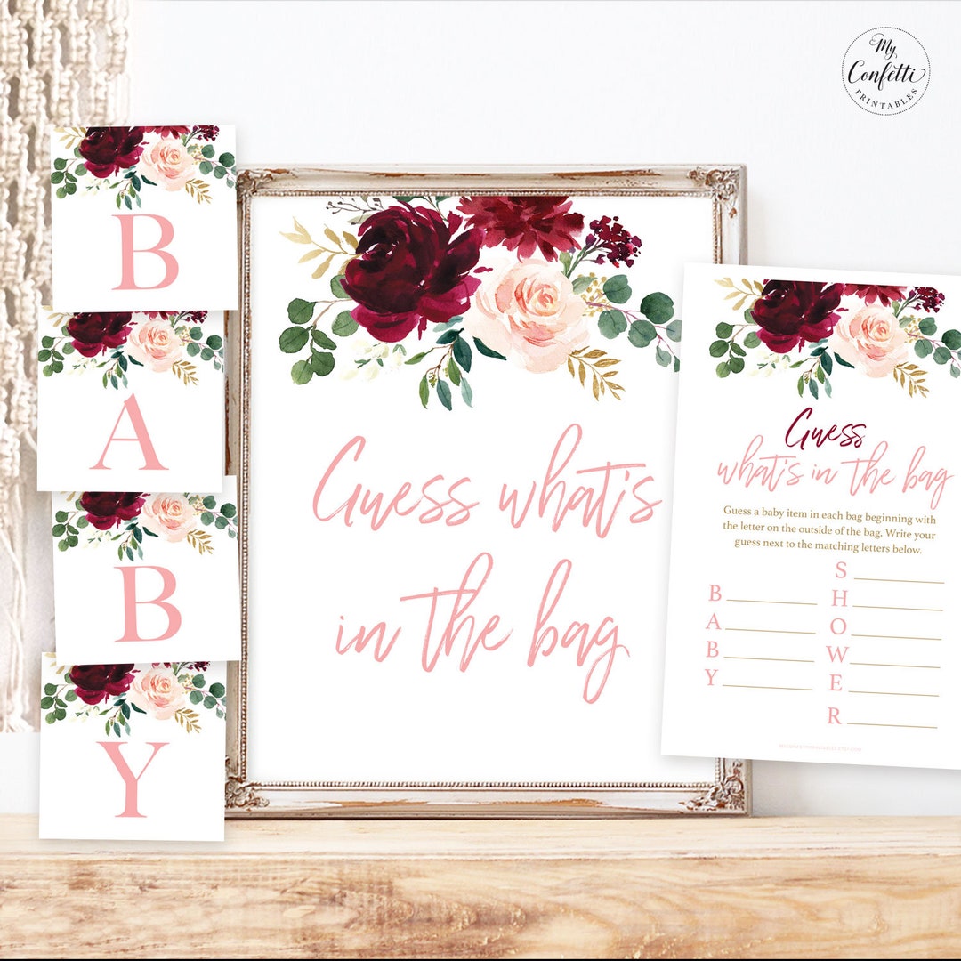 Guess What's in the Bag Baby Shower Game, Printable Baby Shower Game