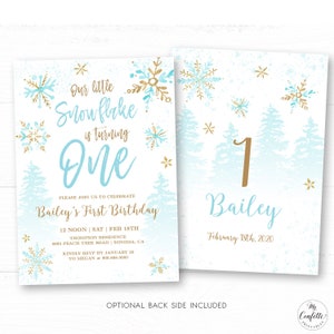 Snowflake Birthday Invitation, Printable First Birthday Invitation ...