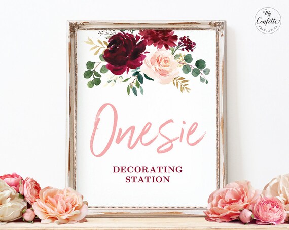 Onesie Decorating Station Sign Printable Baby Shower Decorate Etsy