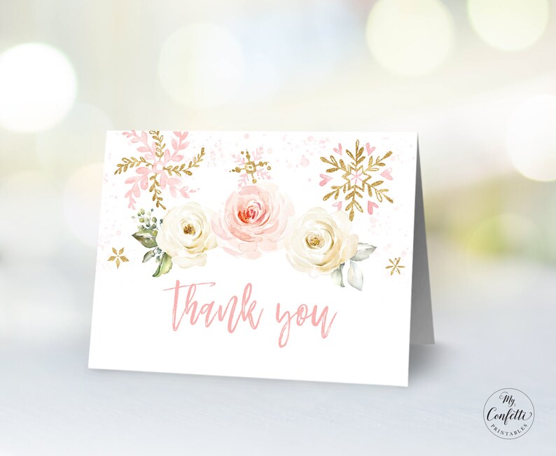 Winter Snowflake Thank You Card Printable Thank You Cards | Etsy