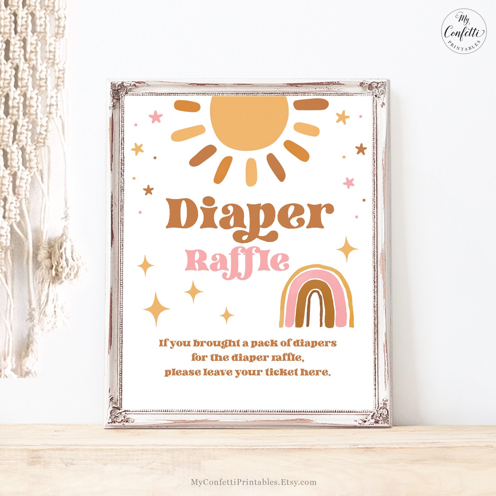 Diaper Raffle Sign, Printable Diaper Raffle Sign, Sunshine, Rainbow ...