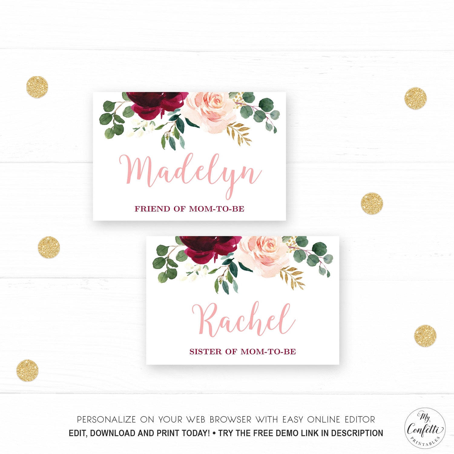 Name Label or Name Badge Insert Printable Baby Shower Guest - Etsy