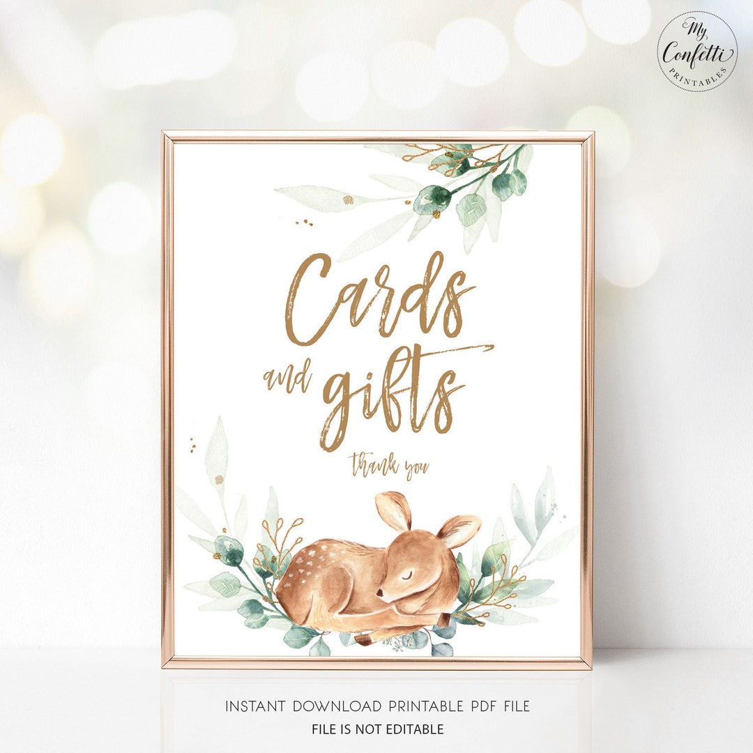 Cards &amp; Gifts Sign, Printable Cards and Gifts Sign for Baby Shower or ...