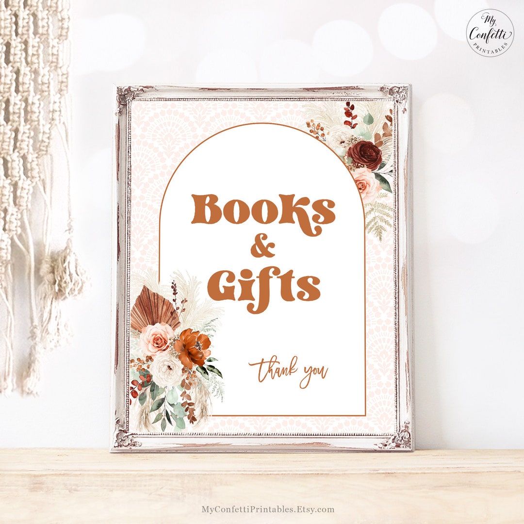 Books & Gifts Sign Printable Baby Shower Sign 8x10 Pampas - Etsy