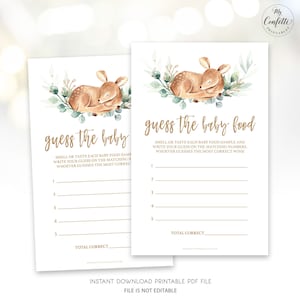 Guess the Baby Food Game, Printable Baby Shower Game, Baby Shower Party Games, Boy Baby Shower, Baby Deer, Baby Boy, MCP840