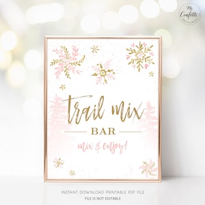 Trail Mix Sign, Printable Trail Mix Bar Sign, Baby Shower, Birthday, Snowflake, Girl Baby Shower, 8x10, MCP842, MCP843
