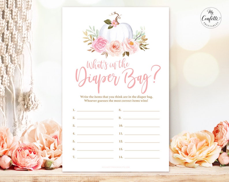 Printable What's in the Diaper Bag Game Baby Shower Game Etsy