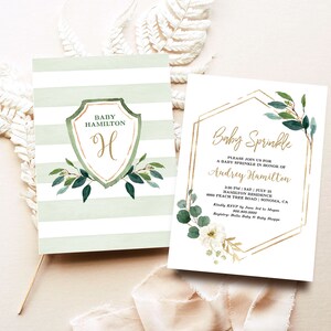Greenery Baby Sprinkle Invitation, EDITABLE, Printable Baby Sprinkle Template, Gender Neutral, Girl or Boy, Modern, MCP813, MCP814, CJB