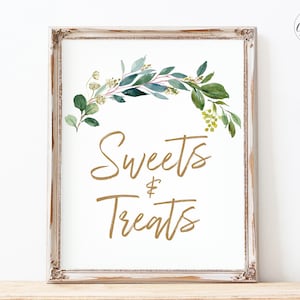 Sweets & Treats Sign, Printable Desserts Sign, Greenery, Neutral, Sweets and Treats, 8x10, MCP813, MCP814, MCP815