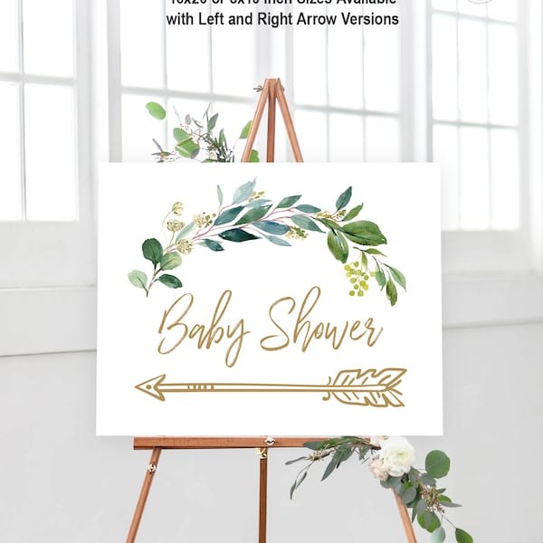 Baby Shower Arrow Signs, Printable Baby Right and Left Arrow Signs, 8x10, 16x20, 18x24 inch, Greenery, Neutral, Boy, Girl, MCP813, MCP814