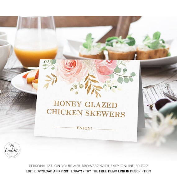 EDITABLE Buffet Sign Buffet Tent Card Printable Food Card Etsy