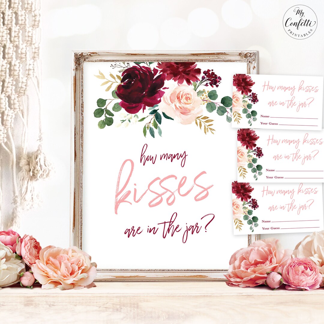 How Many Kisses Are in the Jar? Printable Baby Shower Game Sign and ...