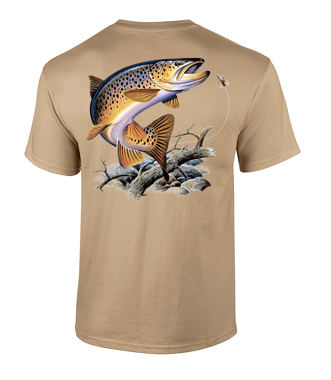Fishing Brown Trout Adult Short Sleeve Tee Shirt Sports Gray | Etsy