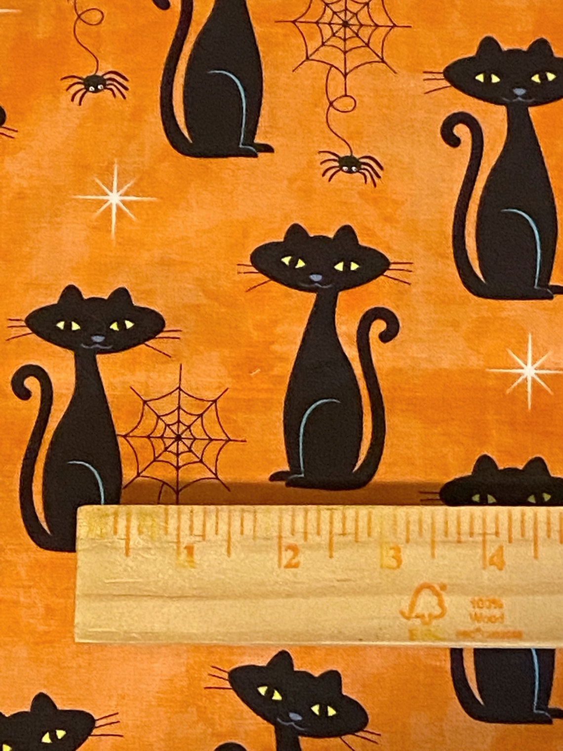 Spooky Cat Cotton Woven Fabric Cat Fabric by the Yard Cotton | Etsy