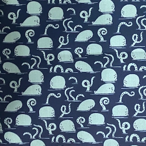 Octopus cotton woven fabric, ocean fabric by the yard, cotton fabric, mask fabric, cephalopod fabric, beach fabric, quirky fabric