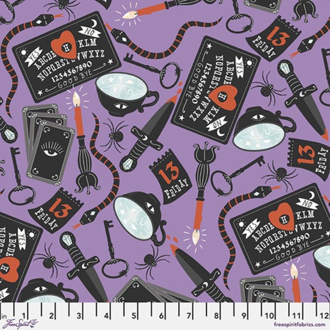Purple Occult Cotton Woven Fabric That Glows in the Dark! Halloween ...