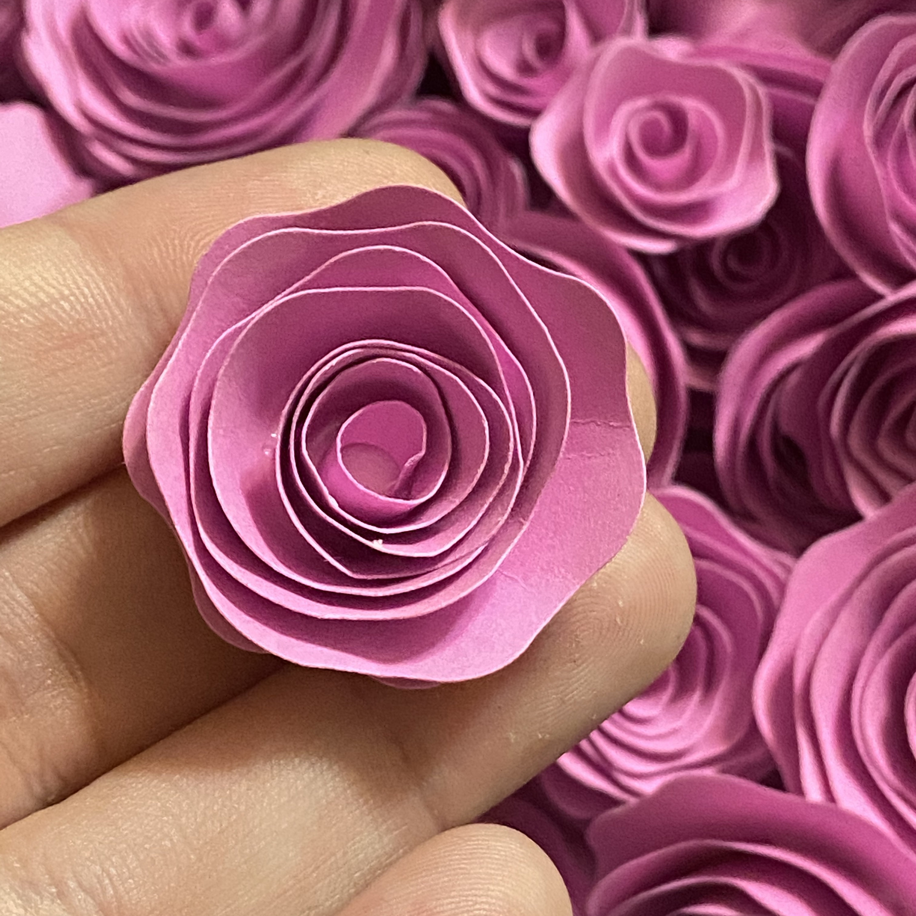 Pink Paper Roses Solid Pink Paper Flowers Small Handmade - Etsy