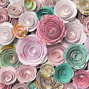 Paper Roses - &quot;Princess Party&quot; Set of Paper Flowers | Small Handmade Paper Flowers | Handmade Paper Roses | Paper Embellishments