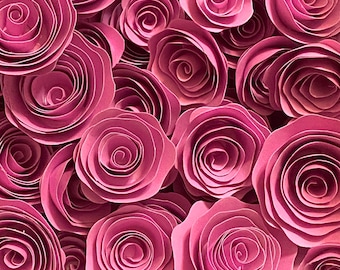 Pink Paper Roses | Solid Pink Paper Flowers | Small Handmade Paper Flowers | Handmade Paper Roses | Pink Wedding Flowers, Pink Roses