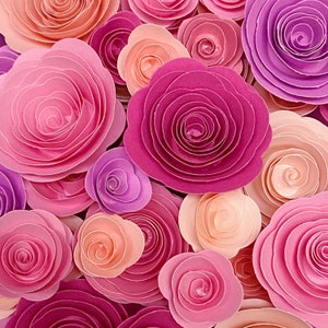 Pink Paper Roses | Solid Pink and White Paper Flowers | Small Handmade Paper Flowers | Handmade Paper Roses | Paper Embellishments
