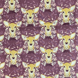 Tissu de cerf tissu de coton, tissu de cerf mignon par jardin, tissu de coton, tissu de bois, tissu doux, tissu de boire