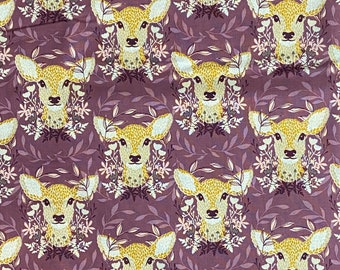 Deer fabric cotton woven fabric, cute deer fabric by the yard, cotton fabric, woodland fabric, sweet fabric, doe fabric