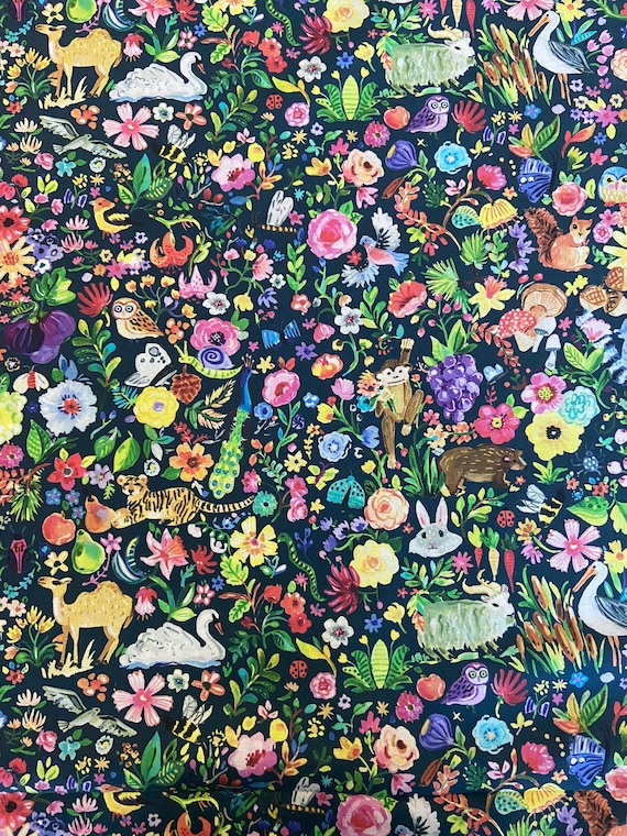 Colorful animal cotton woven fabric, rainbow fabric by the yard, cotton fabric, face mask fabric, eclectic fabric, jungle fabric