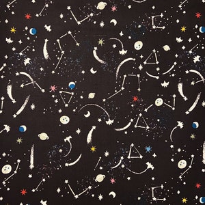 Tissu tissé de coton galaxie à petite échelle, tissu galaxie par verge, tissu de coton, tissu de chauve-souris, tissu de lune, tissu étoile, tissu de sorcière