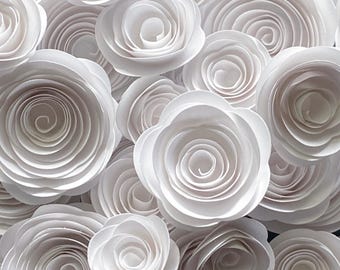 White Paper Roses | white Paper Flowers | Small Handmade Paper Flowers | Handmade Paper Roses | White Wedding Flowers | craft roses