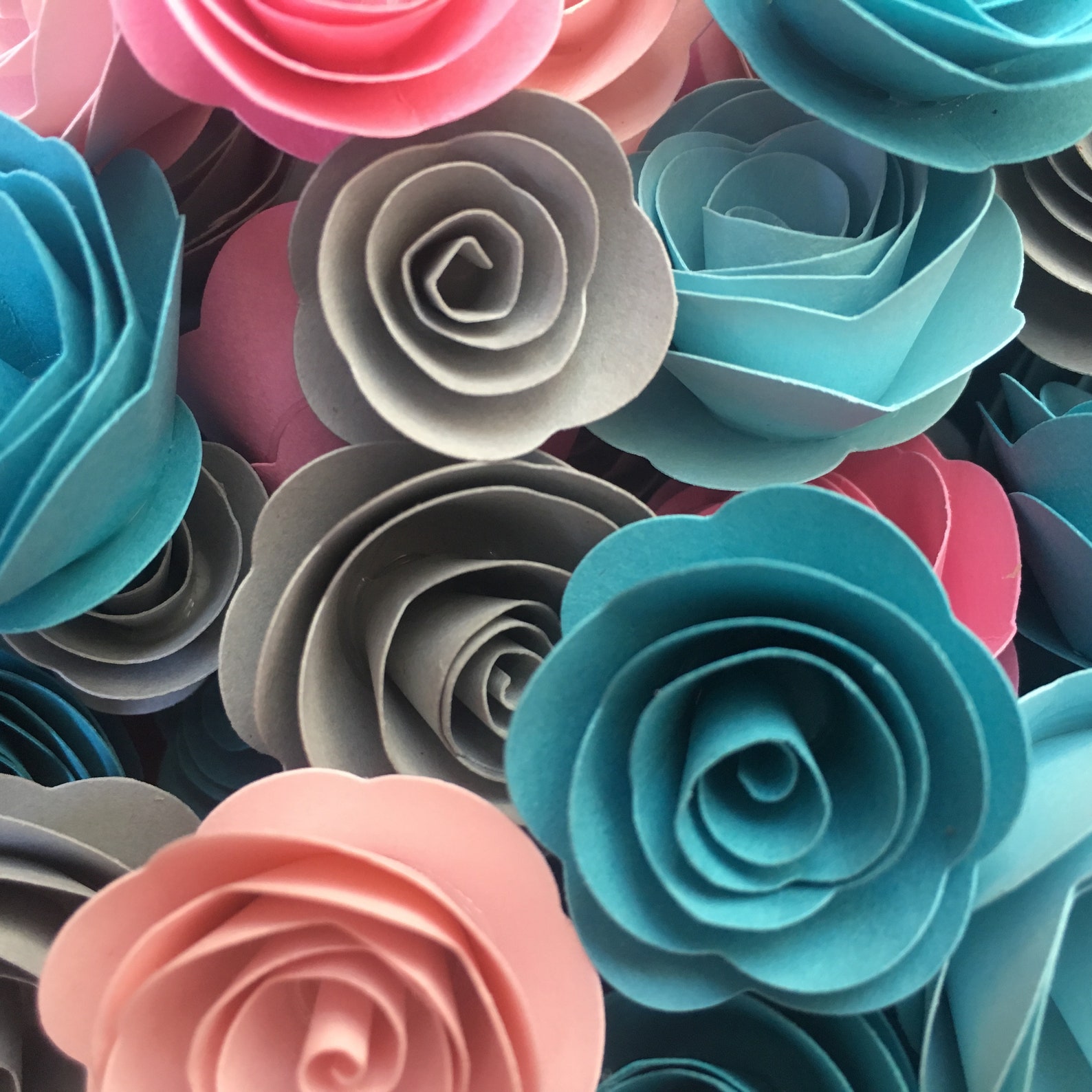 Dreamsicle Paper Roses Solid Teal and Pink Paper Flowers Etsy