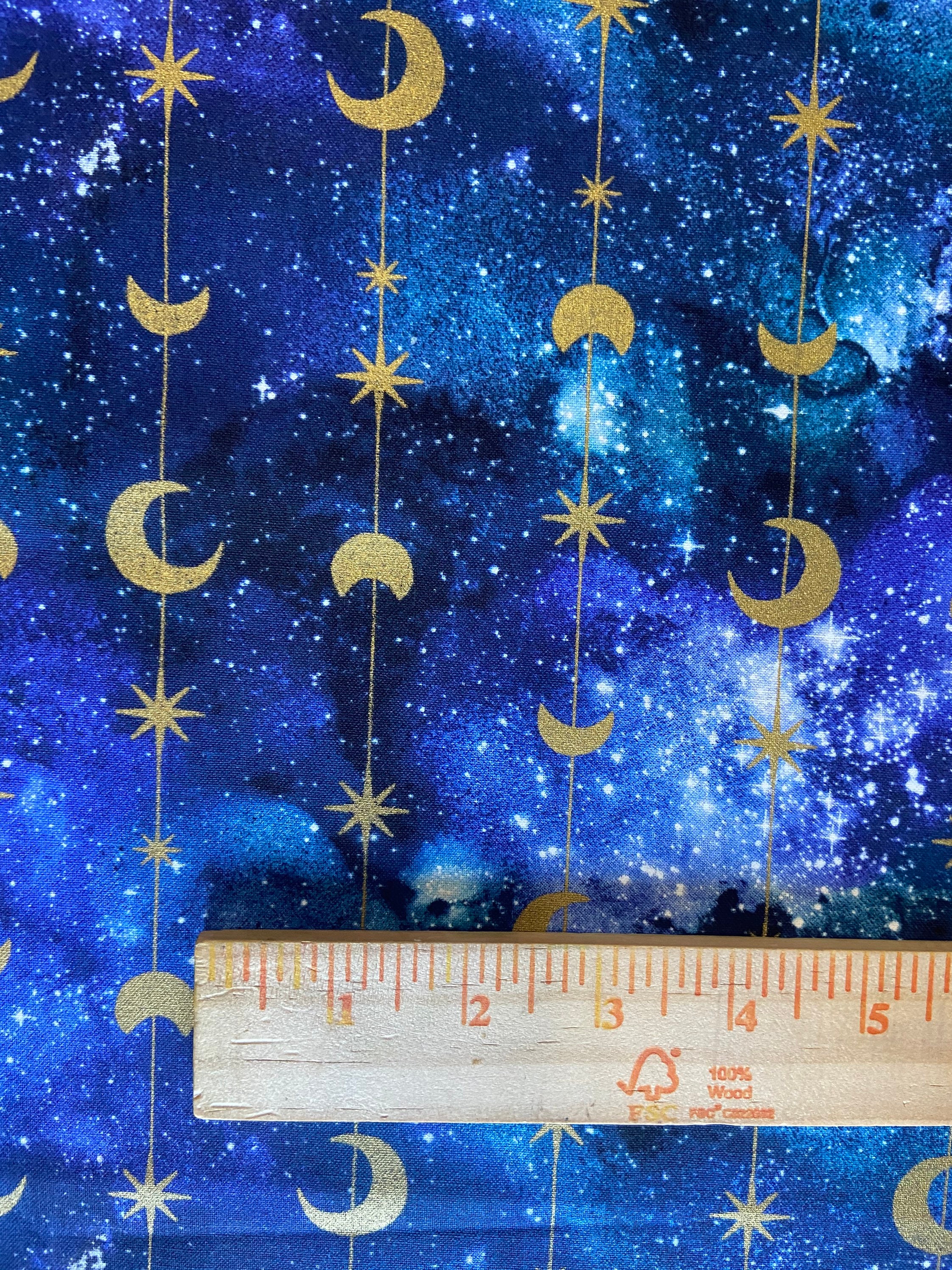 Gold moon cotton woven fabric galaxy fabric by the yard Etsy