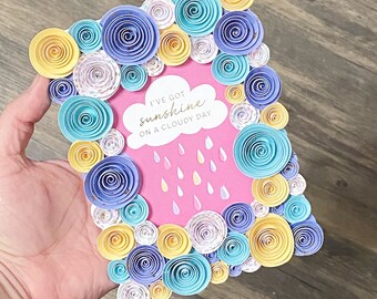 Sunshine on a Cloudy Day Art - Unique Floral Art, Ecclectic Decor, Perfect Flower Gift, Gift for Her, Paper Flower Art