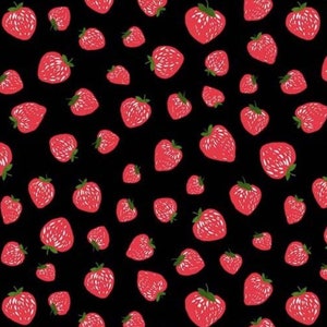 Strawberry cotton woven fabric, strawberry jam fabric by the yard, cotton fabric, retro style fabric, cute fabric, food fabric, fruit fabric