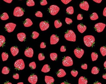 Strawberry cotton woven fabric, strawberry jam fabric by the yard, cotton fabric, retro style fabric, cute fabric, food fabric, fruit fabric