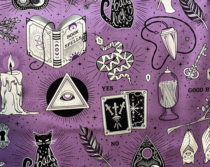 Purple Spooky Cotton Woven Fabric, Halloween Fabric by the Yard, Cotton ...