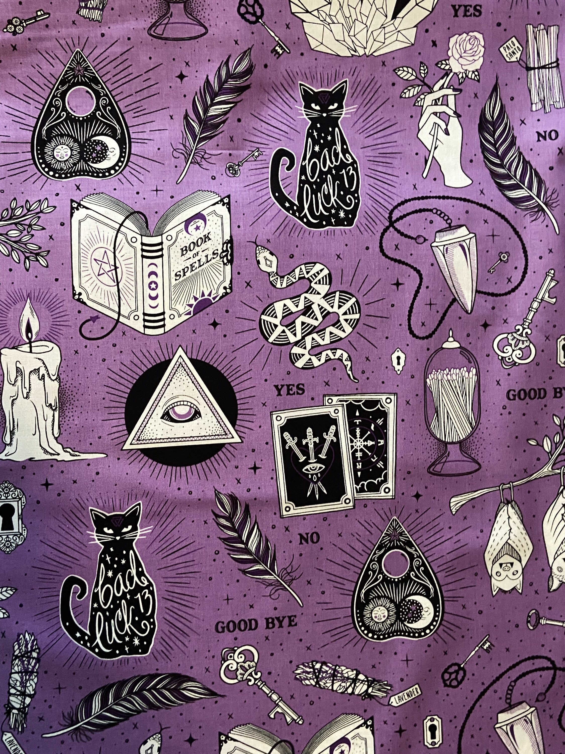 Purple spooky cotton woven fabric, Halloween fabric by the yard, cott…