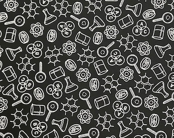 Science cotton woven fabric, School fabric by the yard, cotton fabric, face mask fabric, Chemistry fabric, biology fabric, physics fabric