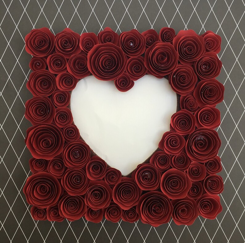 Red Flower Picture Frame Handmade Flower Photo Frame Red Etsy