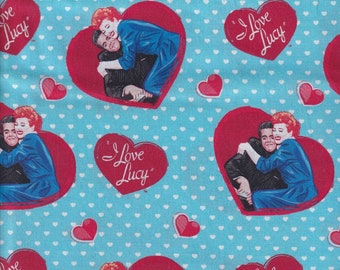 I Love Lucy cotton woven fabric, Lucy fabric by the yard, cotton fabric, nostalgic fabric, television fabric, TV fabric, Lucy and Ricky