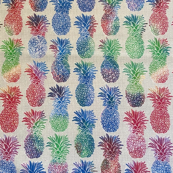 Rainbow Pineapple Cotton Woven Fabric Pineapple Fabric by the Etsy