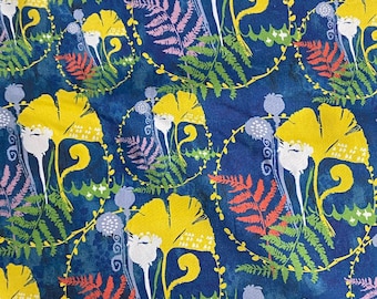 Fern cotton woven fabric, forest fabric by the yard, cotton fabric, fantasy fabric, floral fabric, cottage core fabric