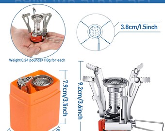 Camping Stove Travel Stove Windproof Backpacking Stove with Piezo Ignition Portable Fuel Burner for Outdoor Camping Hiking Cooking
