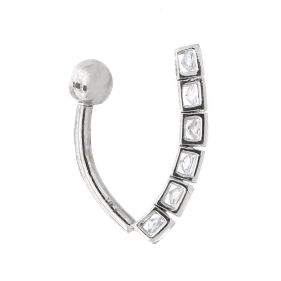 14k Yellow Or White Gold Bar Set Princess Cut Cubic Zirconia Etsy