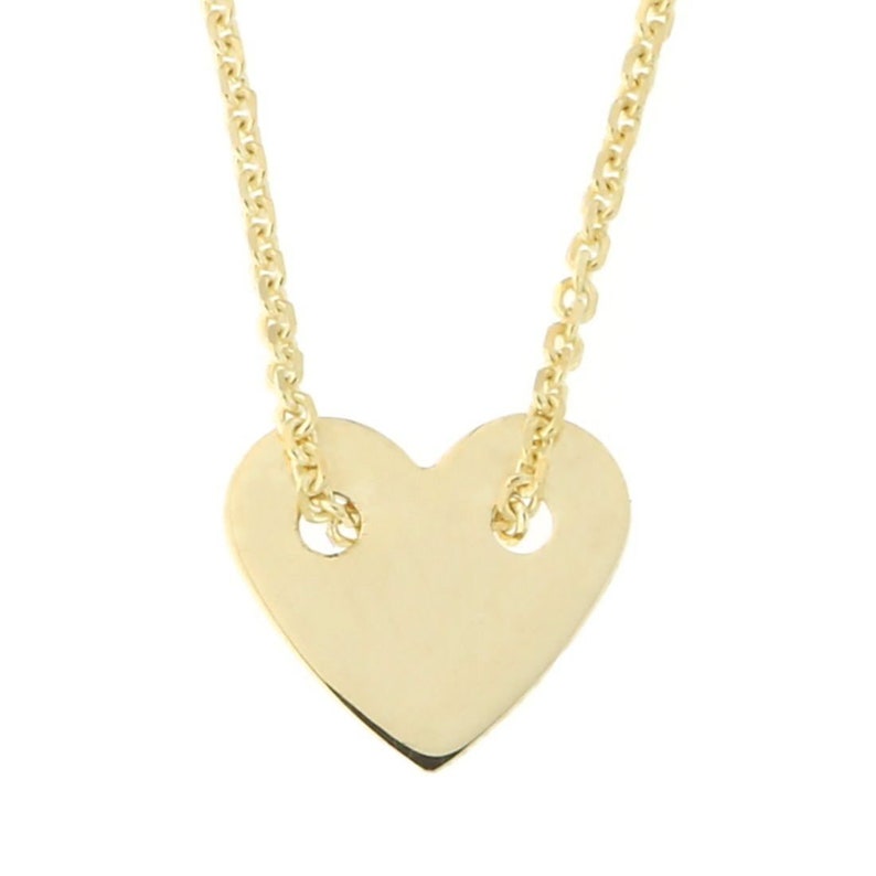 14k Yellow Gold Small Engravable Heart Necklace Image 0