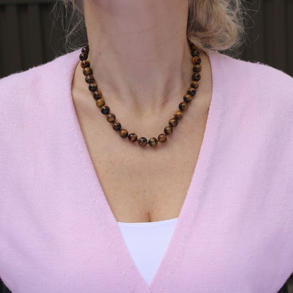 Costume Jewellery Uk Seller 10mm Genuine Natural Tigers Eye Gemstone Beads Necklace 18 901church
