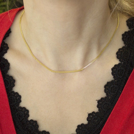 14k Yellow Or White Gold 2 0mm Gourmette Curb Chain Necklace - 14k Gold Chain And Pendant 14k Yellow Or White Gold 2 0mm Gourmette Curb Chain Necklace - 14k Gold Chain And Pendant