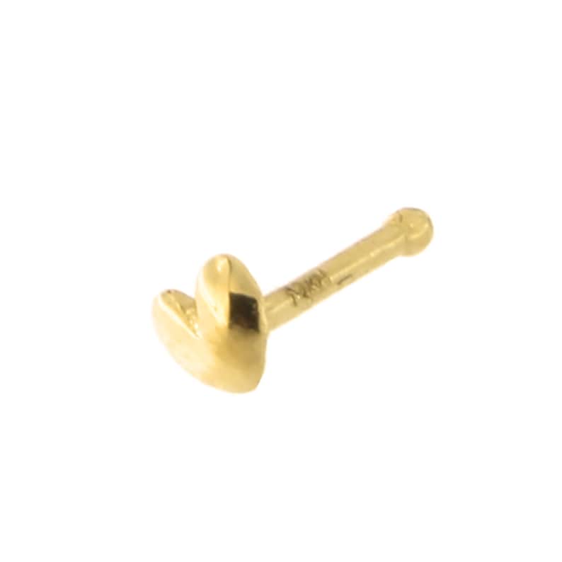 nose piercing stud 14k Yellow or White Gold Flat Heart Nose Stud Ring 20 Gauge dainty heart nose stud 14k gold nose stud flat heart